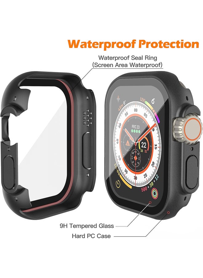 SJet Waterproof Case for Apple Watch Ultra 2 / Ultra 49mm Screen Protector  Tempered Glass Face Cover (49mm, Black)  - Image 3
