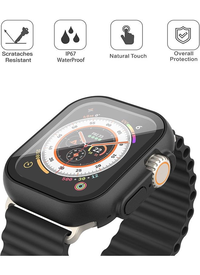 SJet Waterproof Case for Apple Watch Ultra 2 / Ultra 49mm Screen Protector  Tempered Glass Face Cover (49mm, Black)  - Image 2