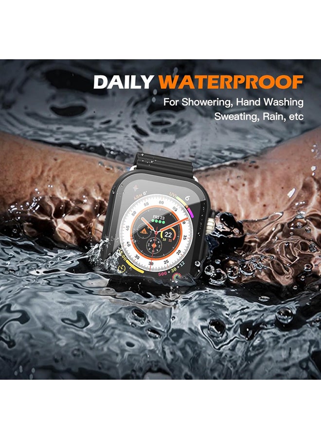 SJet Waterproof Case for Apple Watch Ultra 2 / Ultra 49mm Screen Protector  Tempered Glass Face Cover (49mm, Black)  - Image 5