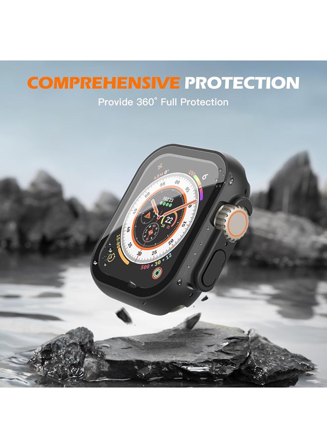 SJet Waterproof Case for Apple Watch Ultra 2 / Ultra 49mm Screen Protector  Tempered Glass Face Cover (49mm, Black)  - Image 4