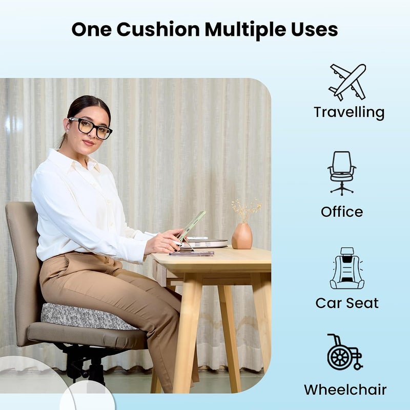 CareFoam وسادة مقعد كوكسيكس من فوم الذاكرة لتخفيف آلام عظمة الذنب | ضمان لمدة عامين | تخفيف آلام عرق النسا وآلام الظهر - وسائد كرسي تقويمية | 18 × 17 × 2.75 بوصة | مزيج أسود - Image 5