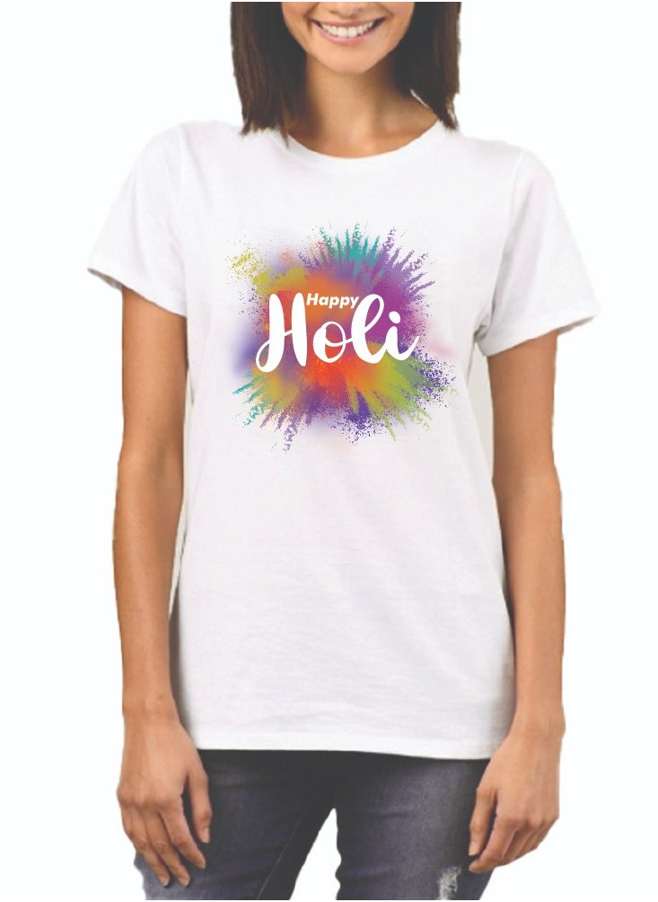 PRINTSHOP4ME - Holi Celebration - Matching Couple Holi T-Shirts - Holi Couple T-Shirts - Holi Matching Men's Women's Couples Round Neck Holi T-Shirts - Image 1