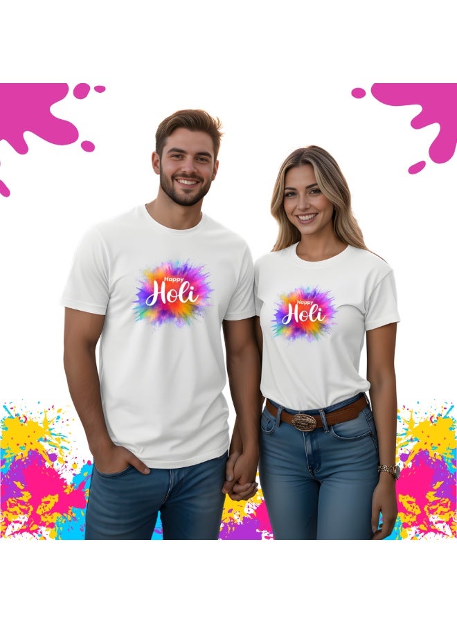 برينت شوب فور مي احتفال هولي - قمصان هولي المتطابقة للزوجين - قمصان هولي للزوجين - قمصان هولي المتطابقة للرجال والنساء برقبة دائرية وأزواج هولي - Image 2