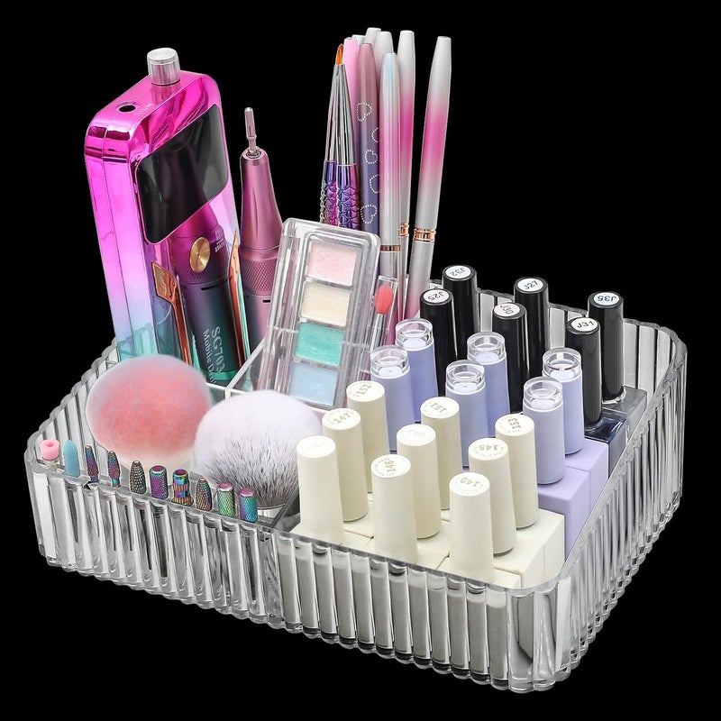 heemeei Nail Drill Machine & Bits Storage Box, 10 Holes Transparent Acrylic Drill Bit Holder, Plastic Nail Drill Tool Displayer Holder Case for Nails, Professional Nail Drill Grinding Bit Organizer