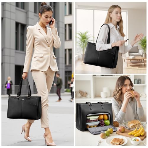 LOVEVOOK Lunch Tote Bag for Women Laptop Bag for Work with Insulated Lunch Compartment 156 Inch 2 in 1 Lunch Tote Large Capacity Computer Handbag for Work Teacher Nurse Office Casual - Image 3