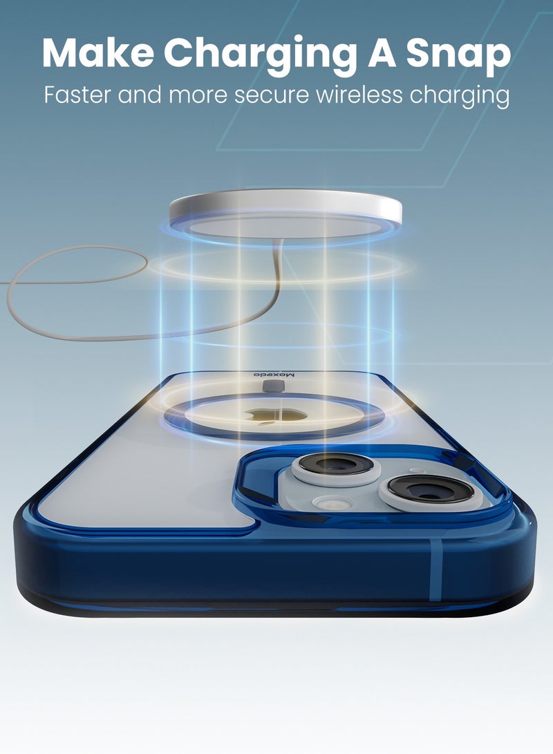 Moxedo Moxedo Magnetic Protective Case 360 Protection Clear Case Hard PC with Built-in Strong Magnets Compatible with Magnetic Safe Designed for iPhone 15 6.1 inch (Blue)  - Image 2