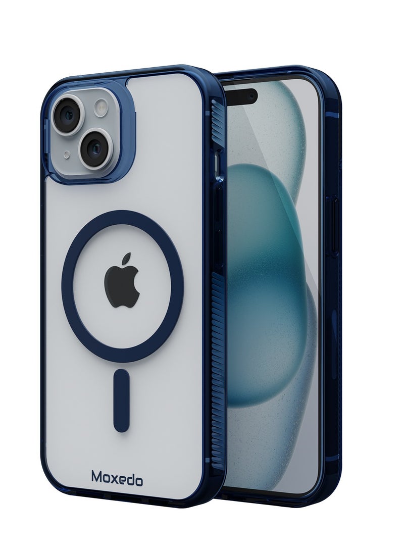Moxedo Moxedo Magnetic Protective Case 360 Protection Clear Case Hard PC with Built-in Strong Magnets Compatible with Magnetic Safe Designed for iPhone 15 6.1 inch (Blue)  - Image 1