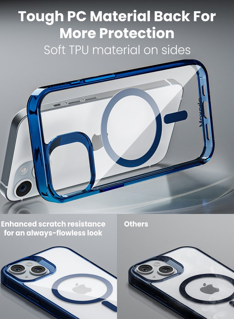 Moxedo Moxedo Magnetic Protective Case 360 Protection Clear Case Hard PC with Built-in Strong Magnets Compatible with Magnetic Safe Designed for iPhone 15 6.1 inch (Blue)  - Image 3