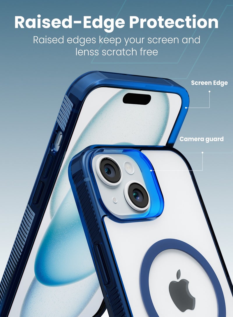 Moxedo Moxedo Magnetic Protective Case 360 Protection Clear Case Hard PC with Built-in Strong Magnets Compatible with Magnetic Safe Designed for iPhone 15 6.1 inch (Blue)  - Image 4