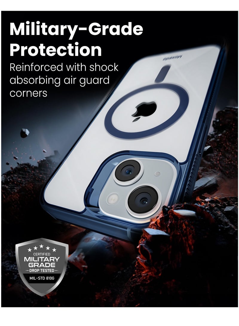 Moxedo Moxedo Magnetic Protective Case 360 Protection Clear Case Hard PC with Built-in Strong Magnets Compatible with Magnetic Safe Designed for iPhone 15 6.1 inch (Blue)  - Image 5