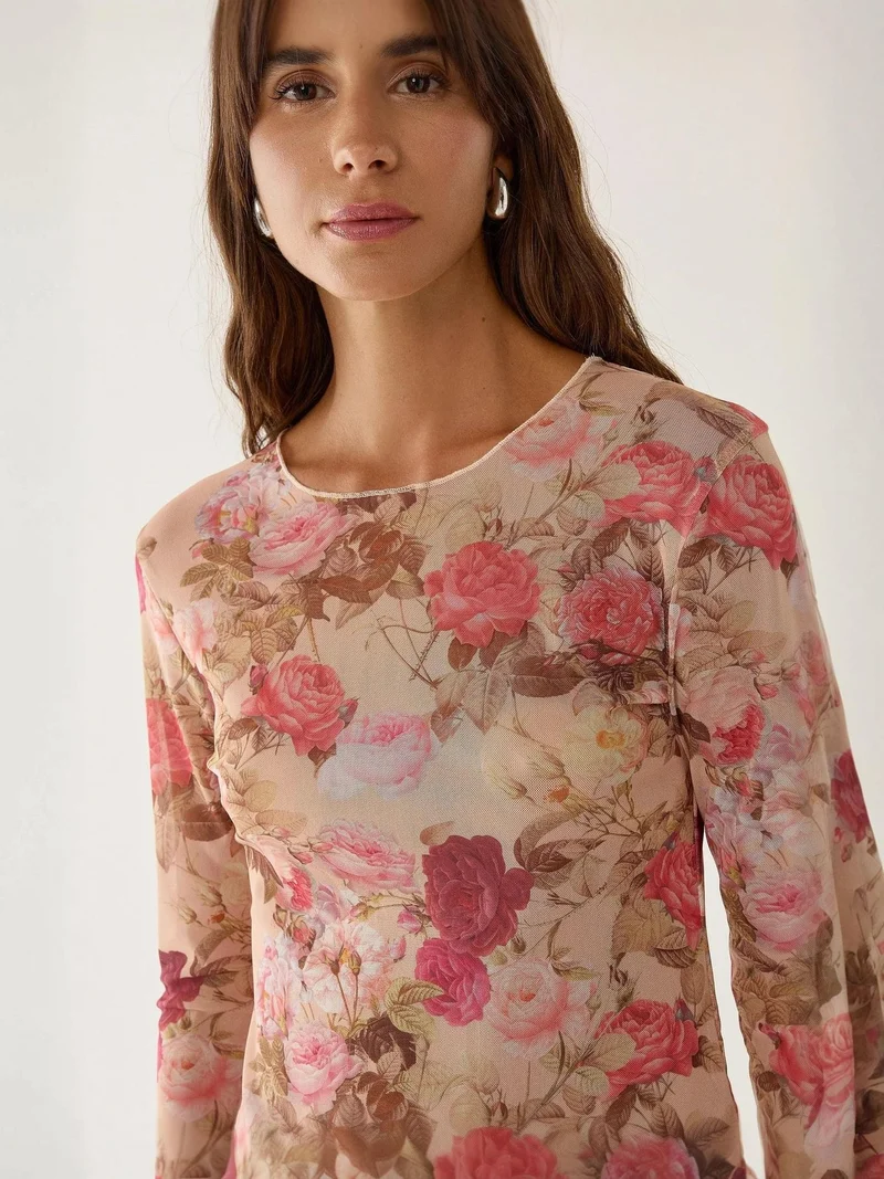 HICCUP Patterned Crew Neck Top