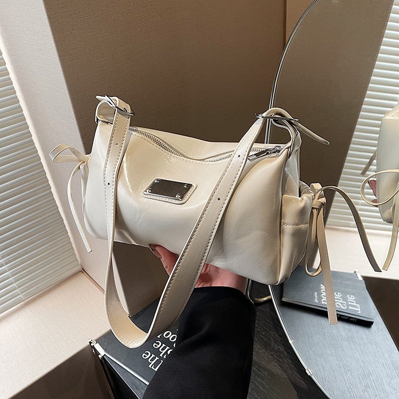 High-End Armpit Bag for Women Korean Style Retro Casual Shoulder Bag 2024 Autumn and Winter New Niche Trendy Casual Womens Bag White - Image 1