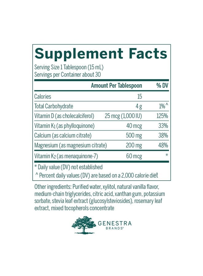 Genestra Brands Cal Mag Vanilla Liquid + | Calcium-Magnesium Supplement | 15.2 fl. oz. - Image 2