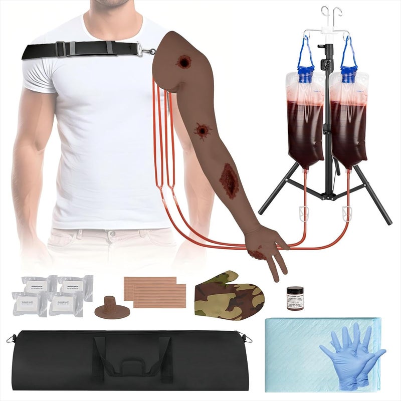 MedEduQuest Wound Packing Arm Trainer Wearable Haemorrhage Control Simulator for Tourniquet Training and Stop The Bleed Training  Dark - Image 1