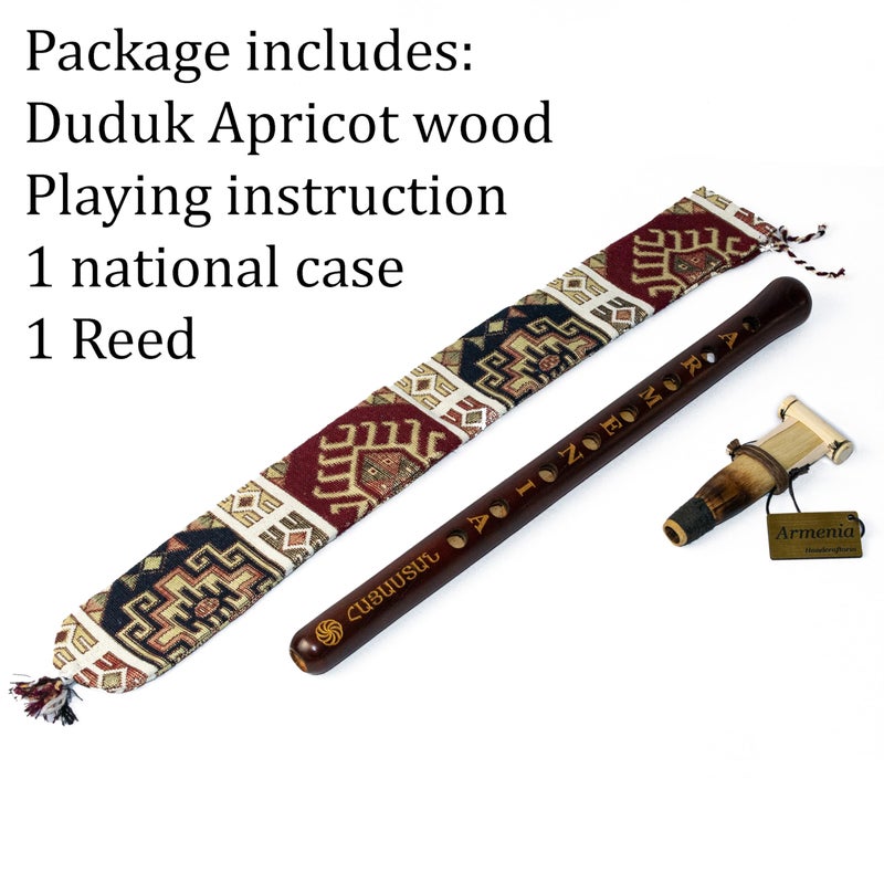 HandCraftoria ARMENIAN DUDUK handmade from ARMENIA engraved eternity sign and Hayastan on it - Oboe Balaban Woodwind Instrument Apricot Wood - Playing Instruction - Gift National case - Image 3