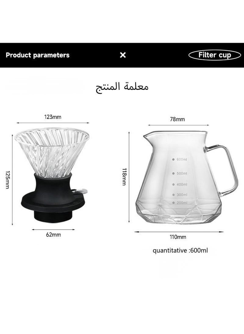 Smart Coffee Dripper Set: Manual Pour Over Coffee Maker with Glass Carafe, Reusable Filter, and Scale - Perfect for Home, Cafe, or Camping- Ideal Gift Kit