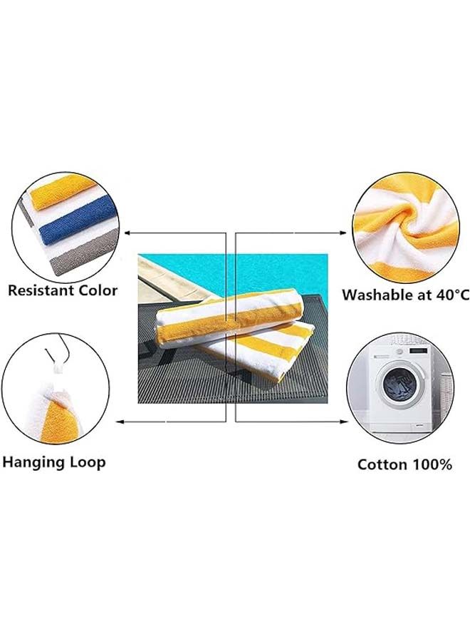 SIGNOOLA Kids Beach Towel Striped 100x50 cm-White-Yellow  - Image 2