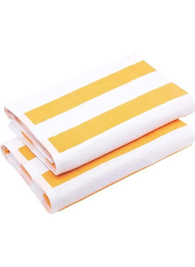 SIGNOOLA Kids Beach Towel Striped 100x50 cm-White-Yellow  - Image 3