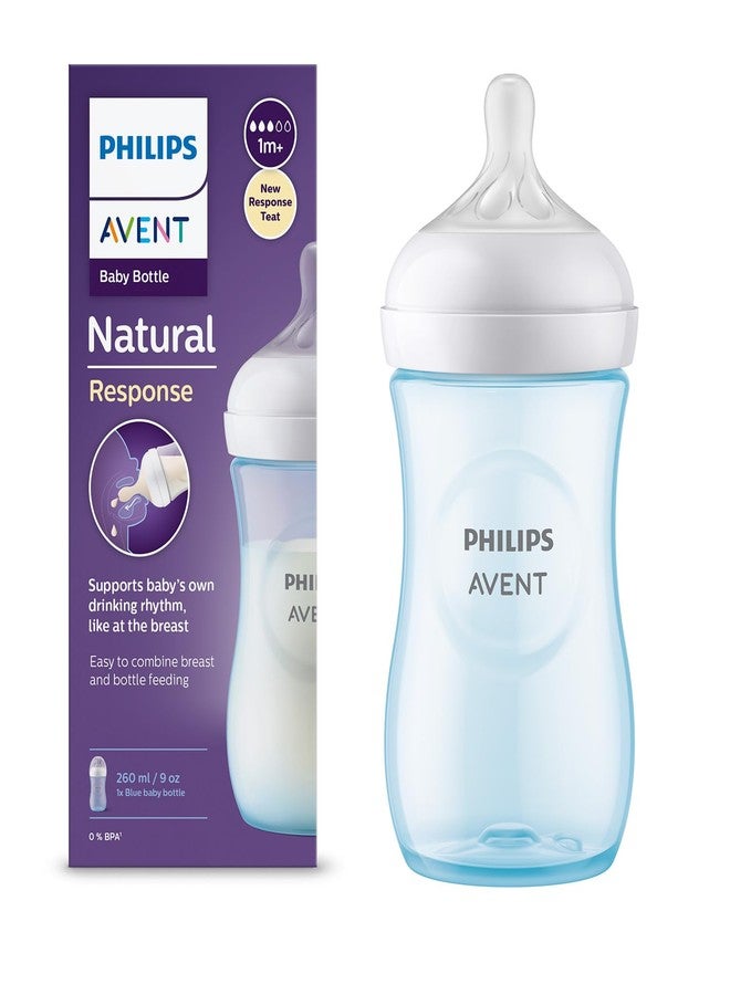Philips Avent Blue Natural Plastic Baby Feeding Bottle | No.1 Brand Recommended by Moms Worldwide | Ideal for 1 months+| Natural Response Technology Mimics Breastfeeding | Uniquely Designed Nipple releases milk only when baby drinks | Pack of 1 | Blue | SCY903/21