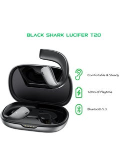 BLACK SHARK Comfortable Immersive Earphone With Open Ear Wireless Design, 35H Long Battery Life,5.3 Bluetooth Connectivity and IPX67 Water Resistance T20 - Black  - Image 1