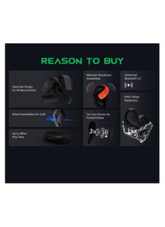 BLACK SHARK Comfortable Immersive Earphone With Open Ear Wireless Design, 35H Long Battery Life,5.3 Bluetooth Connectivity and IPX67 Water Resistance T20 - Black  - Image 3