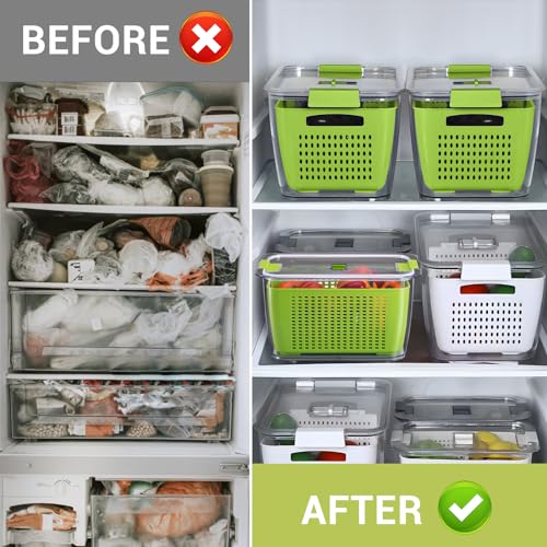 LUXEAR Fresh Container, 3PACK Produce Saver Container BPA Free Fridge Organizer for Vegetable Fruit and Salad Partitioned Food Storage Container with Vents Stay Fresh Containers Not Dishwashers Safe - Image 5