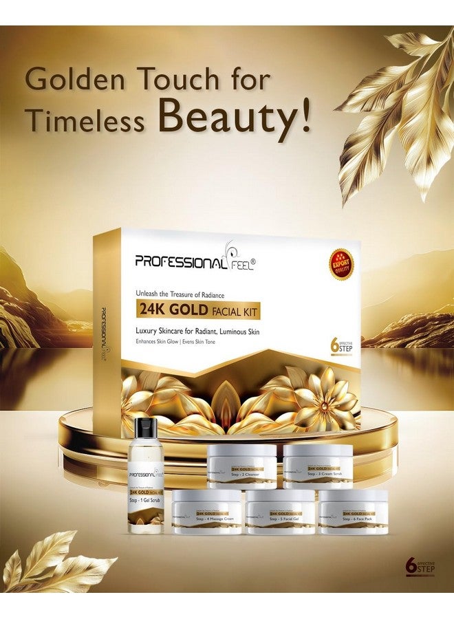 Professional Feel Herbal 24K Gold Facial Kit, Luxury Radiant & Fairness (Set of 6) 600 gm - Image 2