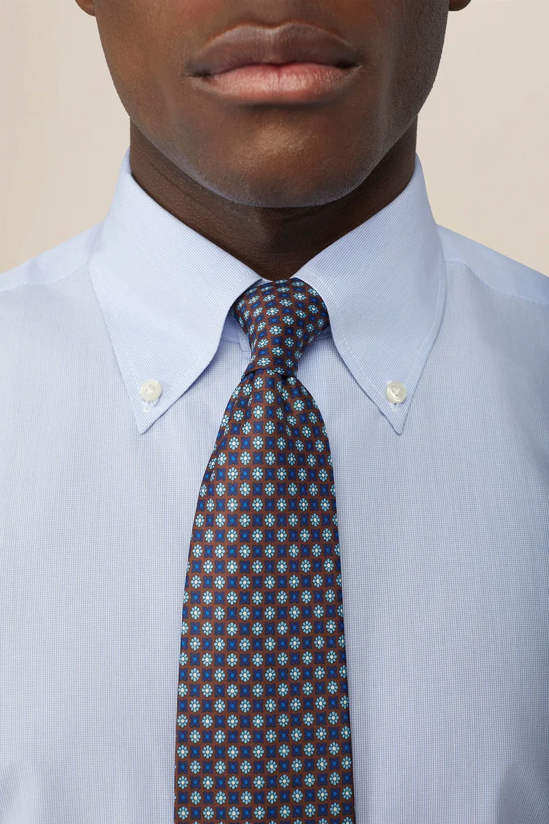 Doppelganger Men's tie with micro floral pattern - Brown