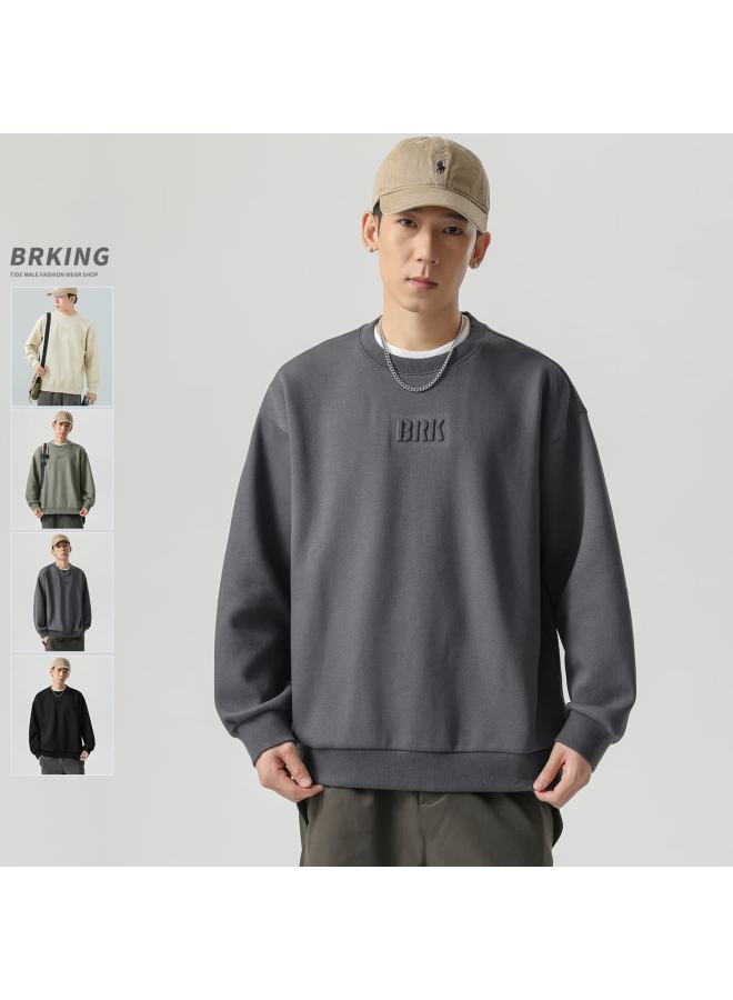 Wood Soon Men's Hoodie  Autumn New Couple Casual Long Sleeve T-shirt Autumn Winter Fleece Thick Loose Crewneck Top - Image 5
