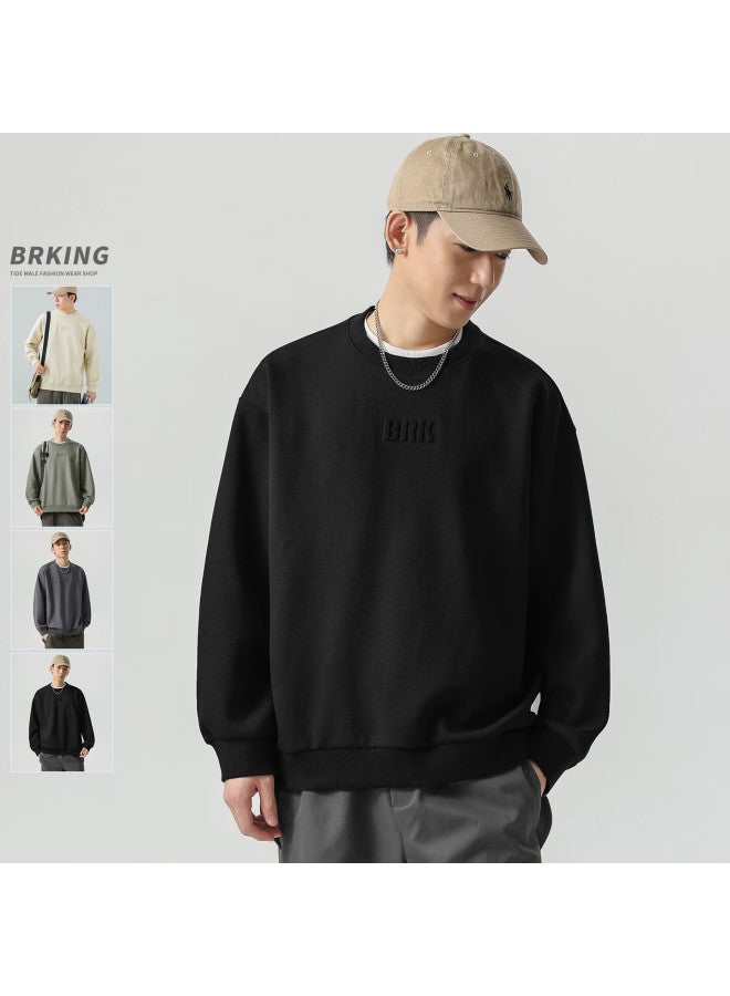 Wood Soon Men's Hoodie  Autumn New Couple Casual Long Sleeve T-shirt Autumn Winter Fleece Thick Loose Crewneck Top - Image 3