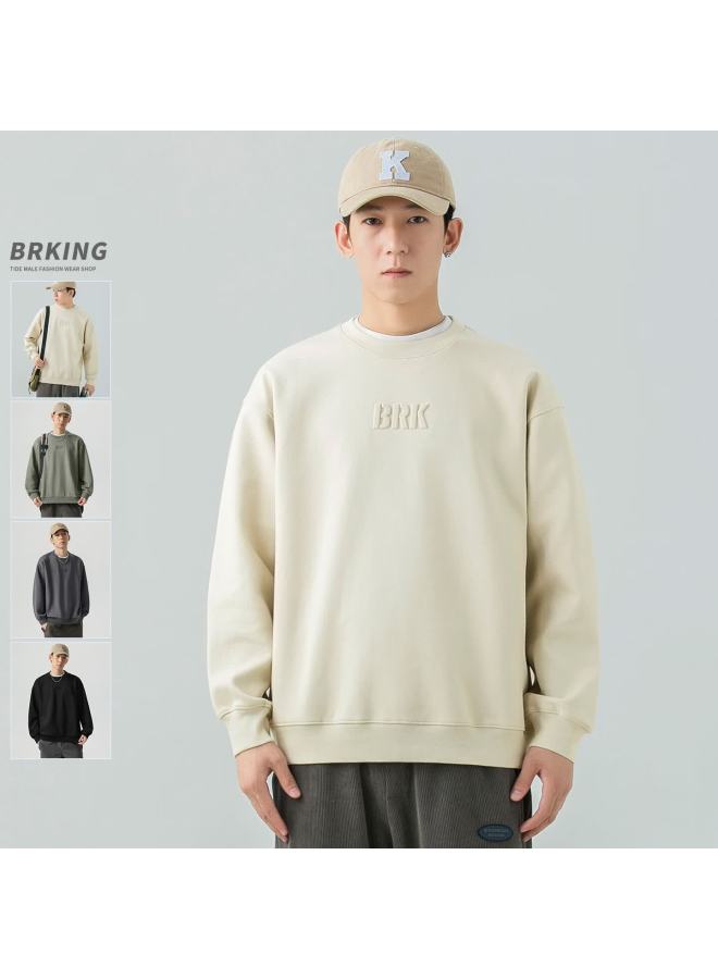 Wood Soon Men's Hoodie  Autumn New Couple Casual Long Sleeve T-shirt Autumn Winter Fleece Thick Loose Crewneck Top - Image 2