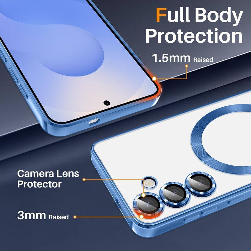 Grabist Phone Case For Samsung Galaxy A16 4G/5G, Clear case with camera lens protector Full protection, MagSafe compatible, scratch-resistant, anti-yellowing (Light blue) - Image 5
