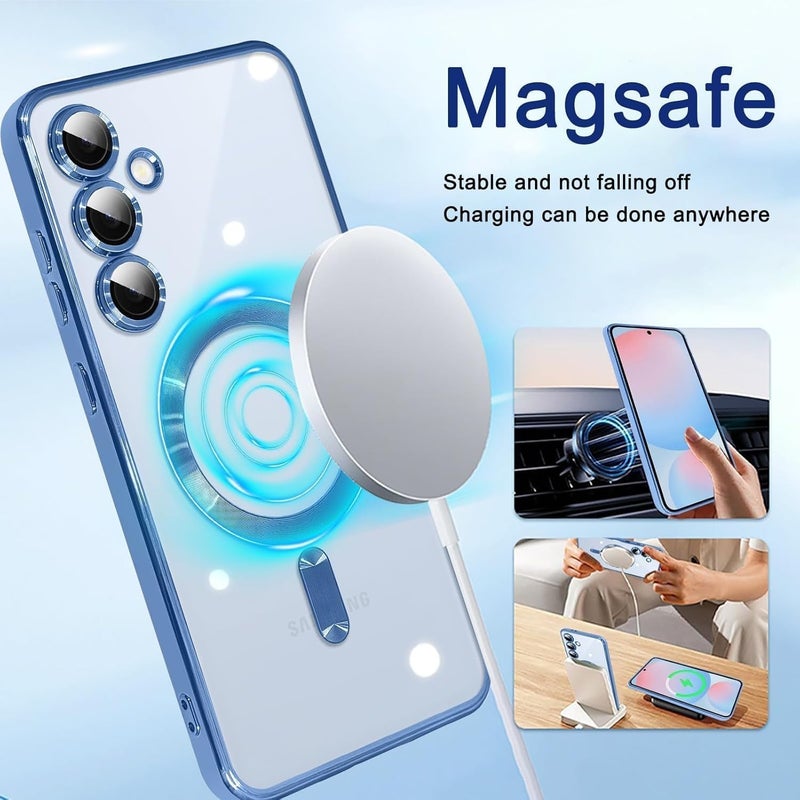 Grabist Phone Case For Samsung Galaxy A16 4G/5G, Clear case with camera lens protector Full protection, MagSafe compatible, scratch-resistant, anti-yellowing (Light blue) - Image 3