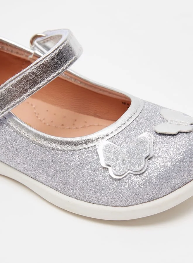 بيرفيت Embellished Mary Jane Shoes with Hook and Loop Closure