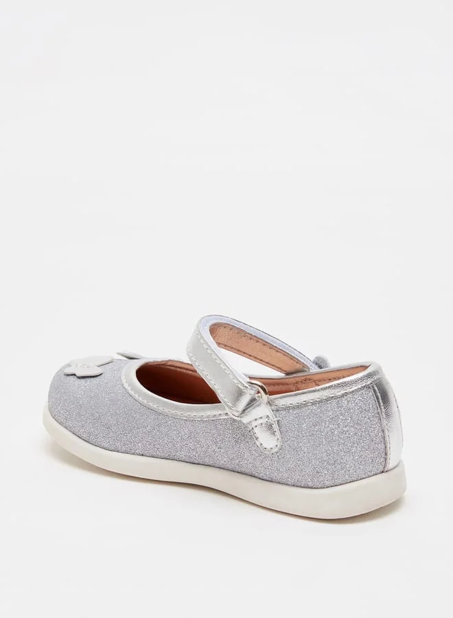 بيرفيت Embellished Mary Jane Shoes with Hook and Loop Closure