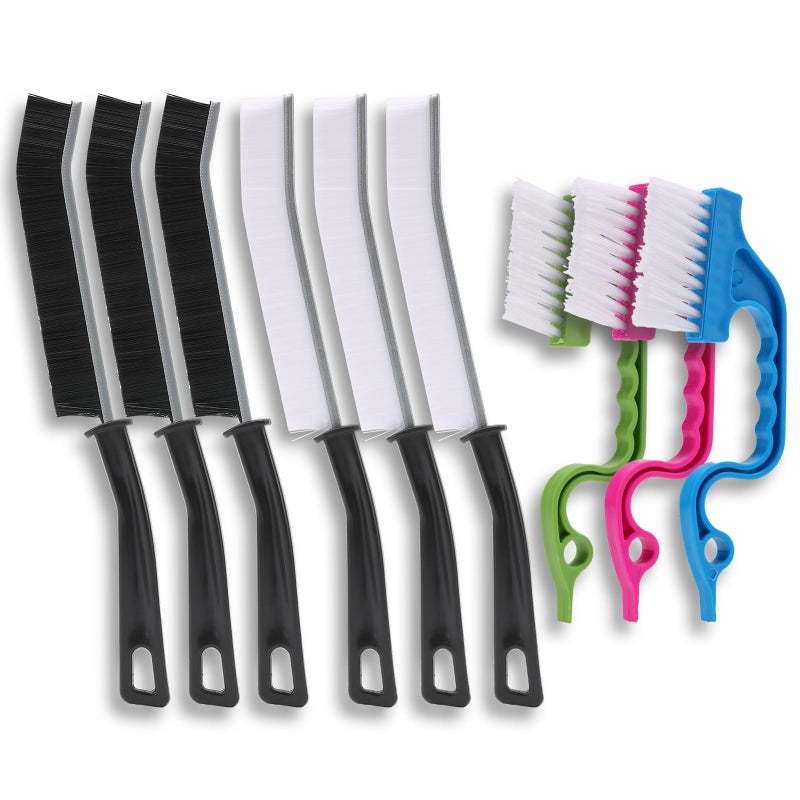 Edgnb 9 Pcs Crevice Cleaning Brush, Bathroom Gap Brush, Hand-held Groove Gap Cleaning Tools, Multifunctional Crevice Gap Small Cleaning Brush Tool, Shutter Door Window Track Kitchen Cleaning Brushes Kit - Image 1