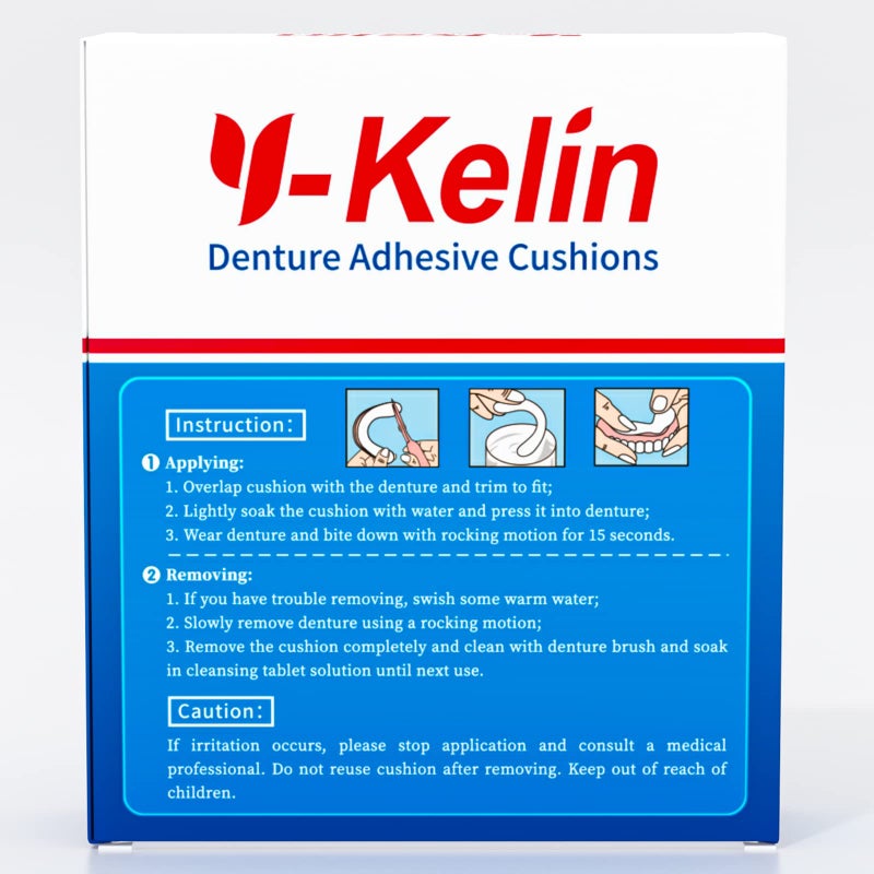 Y-Kelin Lower Denture Adhesive Cushions, Adhesive-Free Denture Pads for Sore Gums, 30 Pads*2 (60 Strips) - Image 3