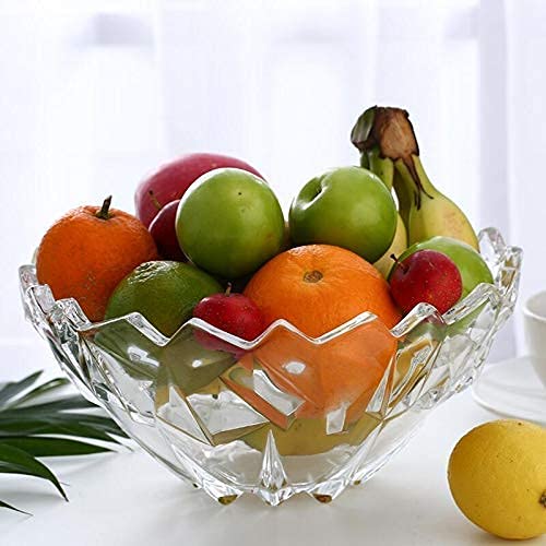 BRUSHFINCH Round Fruit Bowl Glass Bowl Plate Salad Bowl Bowl for Fruit Salad Dessert deep Salad Bowl Fruit Bowl Table Decoration for Fruits SnackKitchen Home Decoration 1 pc Transparent - Image 3