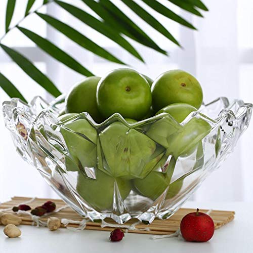 BRUSHFINCH Round Fruit Bowl Glass Bowl Plate Salad Bowl Bowl for Fruit Salad Dessert deep Salad Bowl Fruit Bowl Table Decoration for Fruits SnackKitchen Home Decoration 1 pc Transparent - Image 1