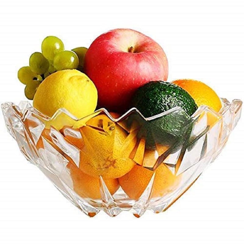 BRUSHFINCH Round Fruit Bowl Glass Bowl Plate Salad Bowl Bowl for Fruit Salad Dessert deep Salad Bowl Fruit Bowl Table Decoration for Fruits SnackKitchen Home Decoration 1 pc Transparent - Image 4