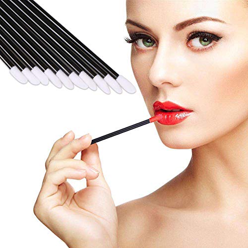 EVERMARKET(TM) 500 Pieces Disposable Lip Brushes Lipstick Gloss Wands Applicator Makeup Tool Kits, Black - Image 4