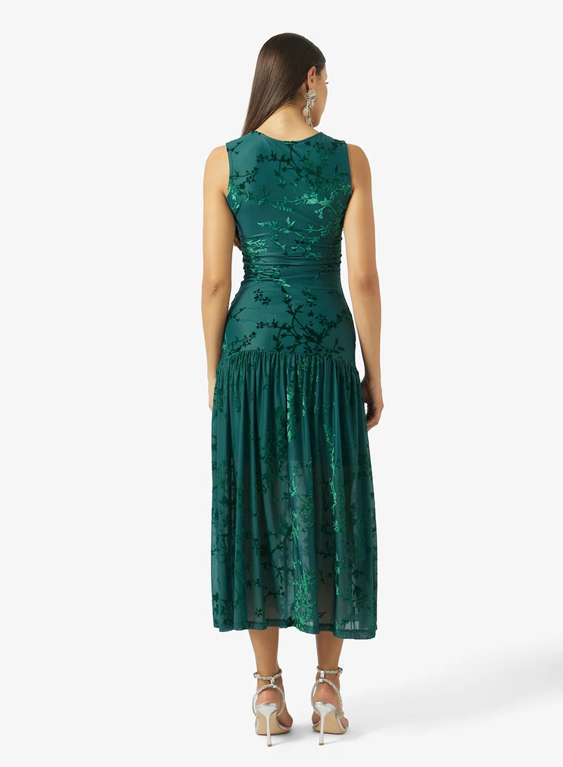 ELLA Printed Dress With Drop Waist Detail