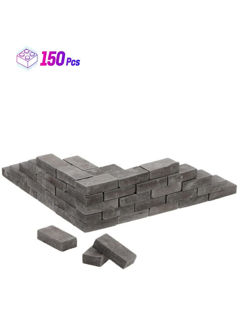 Vaguelly 150 Pcs Miniature Brick 1: 16 Mini Grey Wall Bricks Model Clay Brick Set Diorama Landscaping Accessories - Image 1