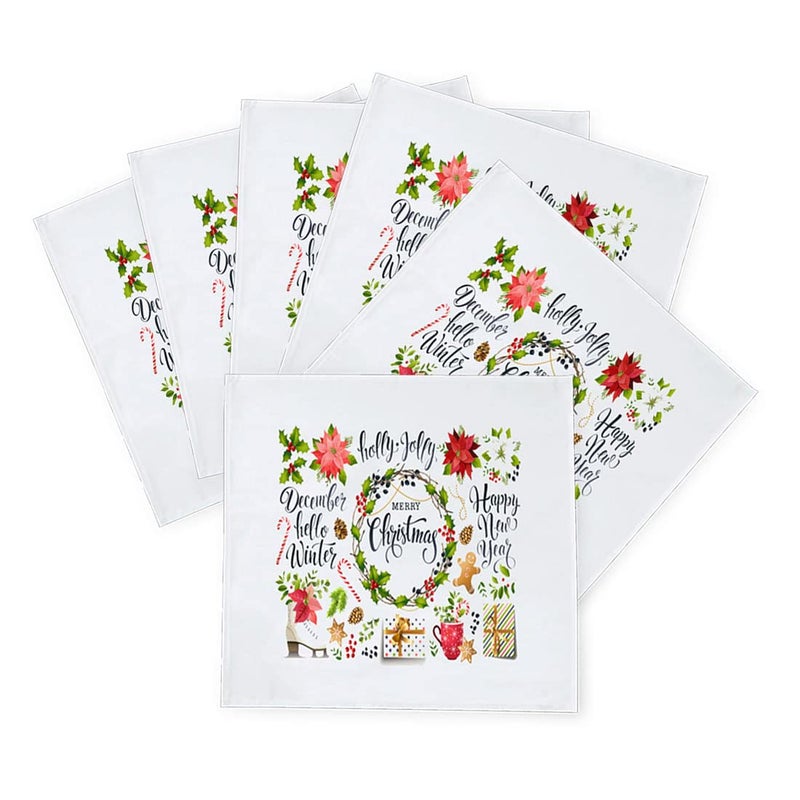 Khakee 6 Pcs Christmas Theme Silk Table Napkins 10x 10 for Xmas Decoration Christmas OrnamentsChristmas Giftxmas21125 - Image 2