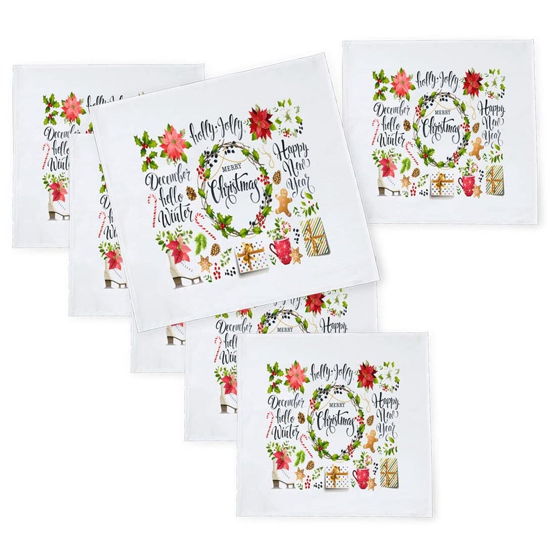 Khakee 6 Pcs Christmas Theme Silk Table Napkins 10x 10 for Xmas Decoration Christmas OrnamentsChristmas Giftxmas21125 - Image 1