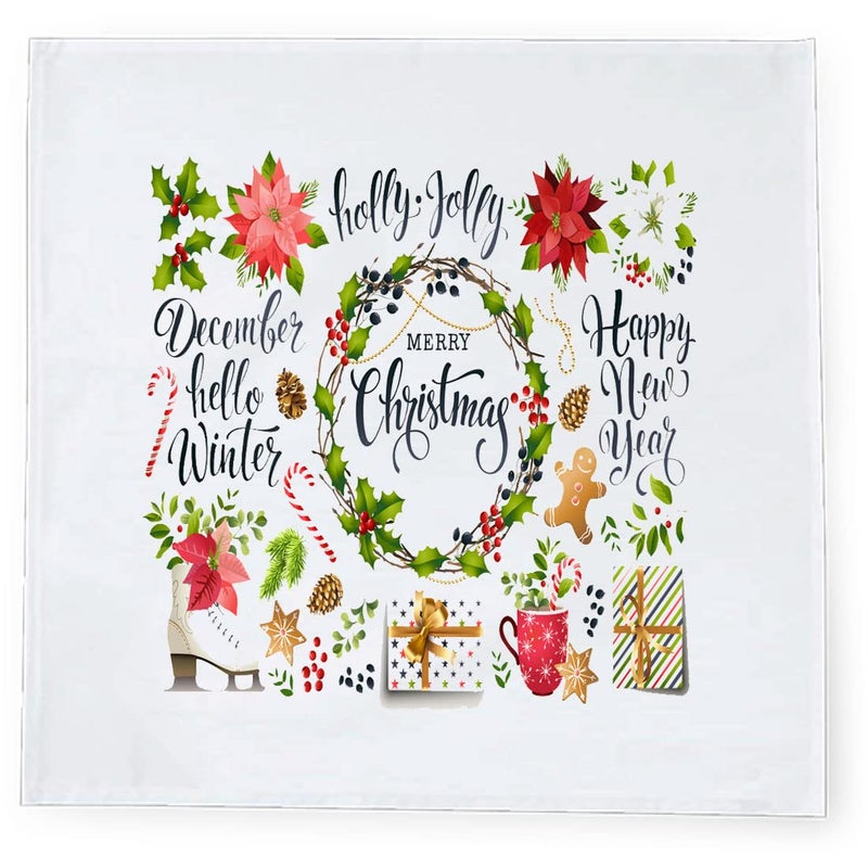 Khakee 6 Pcs Christmas Theme Silk Table Napkins 10x 10 for Xmas Decoration Christmas OrnamentsChristmas Giftxmas21125 - Image 3