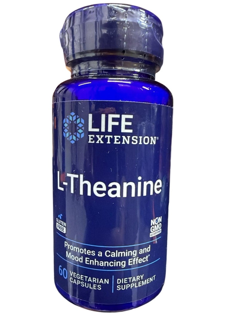 Life Extension كبسولات إل-ثيانين المهدئة والمحسنة للمزاج من لايف إكستنشن 100 ملجم، 60 كبسولة نباتية - Image 1