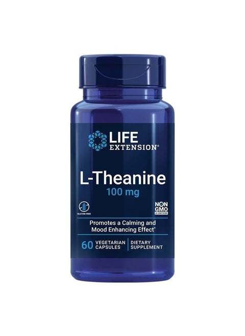 Life Extension L-Theanine Calming & Mood Enhancing Effect 100 mg, 60 Vegetarian Capsules