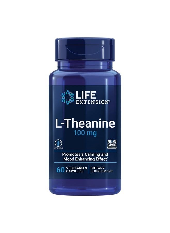 Life Extension - Life Extension L-Theanine Calming & Mood Enhancing Effect 100 mg, 60 Vegetarian Capsules - Image 1