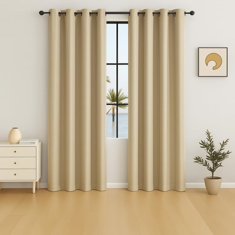 AMALI Elegant Blackout Curtains 2 Panel Set,16 Grommets, Size (L 274 x W 132) cm) for Living Room and Bedroom Shiny Polyester Fabric - Image 1